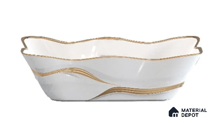 Veyora Sink BS 00168 Rose Wave 381 x 508 mm Circular Ceramic Glossy Finish Designer Basin | Suitable For Bathroom, Vanity & Utility Areas