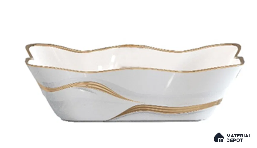 Veyora Sink BS 00168 Rose Wave 381 x 508 mm Circular Ceramic Glossy Finish Designer Basin | Suitable For Bathroom, Vanity & Utility Areas