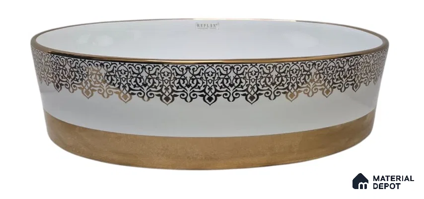Veyora Sink BS 00132 Heritage Lace 381 x 508 x 130 mm Circular Ceramic Glossy Finish Designer Basin - 130 mm | Suitable For Bathroom, Vanity & Utility Areas