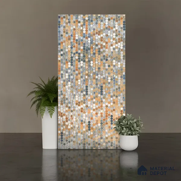Mosaic Wall Tile TL 09190 Mirac Beige 4 ft x 2 ft Dazzle Finish Vitrified Tile - 9 mm | 1 Random Design | Suitable For Living Room, Bedroom, Dining Area