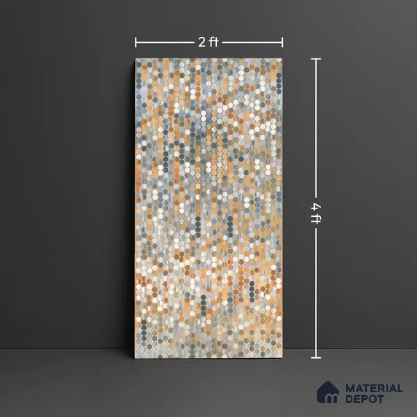 Mosaic Wall Tile TL 09190 Mirac Beige 4 ft x 2 ft Dazzle Finish Vitrified Tile - 9 mm | 1 Random Design | Suitable For Living Room, Bedroom, Dining Area