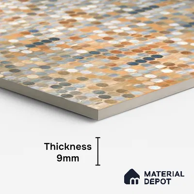 Mosaic Wall Tile TL 09190 Mirac Beige 4 ft x 2 ft Dazzle Finish Vitrified Tile - 9 mm | 1 Random Design | Suitable For Living Room, Bedroom, Dining Area