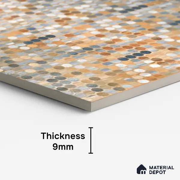 Mosaic Wall Tile TL 09190 Mirac Beige 4 ft x 2 ft Dazzle Finish Vitrified Tile - 9 mm | 1 Random Design | Suitable For Living Room, Bedroom, Dining Area