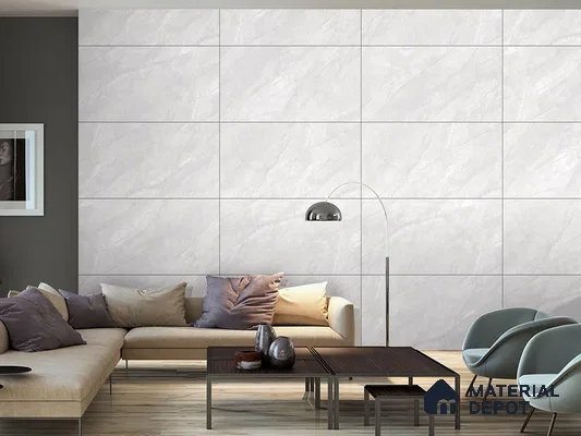 Marble Floor & Wall Tile TL 09213 Vezin Bianco Ting 4 ft x 2 ft Dazzy Finish Vitrified Tile - 9 mm | 6 Random Design | Suitable For Living Room, Bedroom, Dining Area