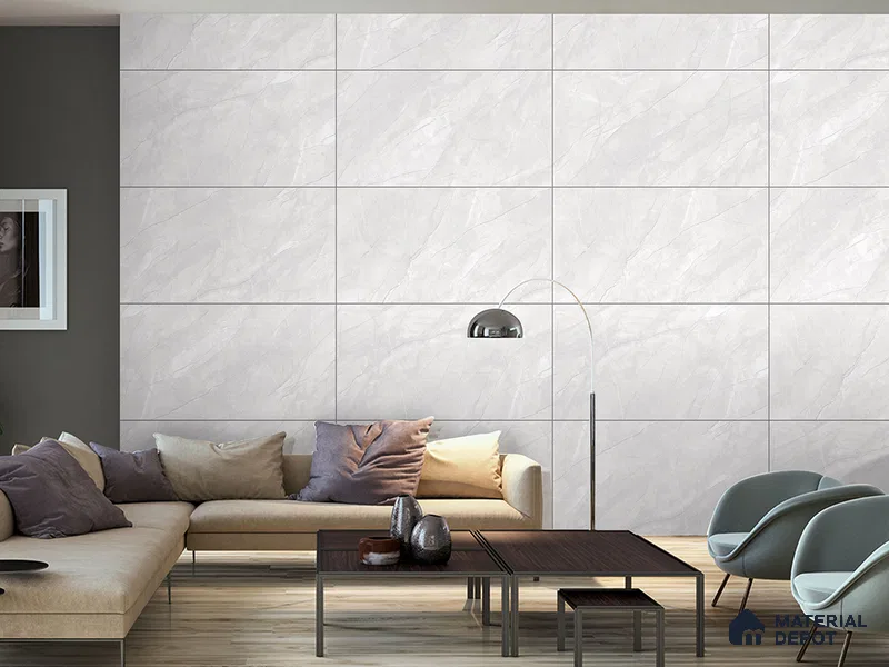 Marble Floor & Wall Tile TL 09213 Vezin Bianco Ting 4 ft x 2 ft Dazzy Finish Vitrified Tile - 9 mm | 6 Random Design | Suitable For Living Room, Bedroom, Dining Area