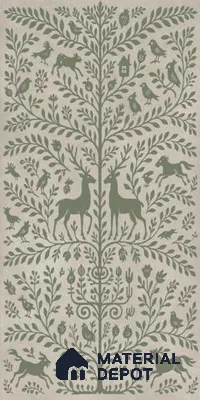 Handmade Third Fired Wall Tile TL 13342 C Forest Folk Mid Night Blue 4 ft x 2 ft Matte Finish Fullbody Vitrified Tile - 9 mm | Suitable For Living Room, Bedroom, Dining Area