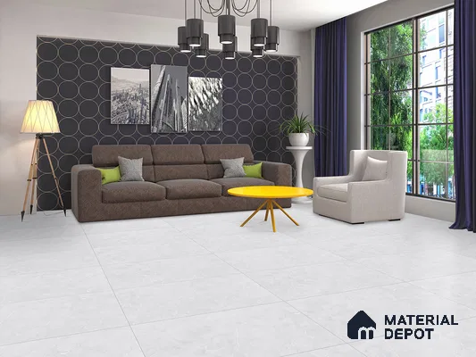 Marble Floor & Wall Tile TL 09281 Coloso Bianco 4 ft x 2 ft Fusion Finish Vitrified Tile - 9 mm | 5 Random Design | Suitable For Living Room, Bedroom, Dining Area