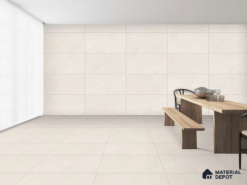 Marble Floor & Wall Tile TL 09263 Pulse Ivory Glit 4 ft x 2 ft Fusion Finish Vitrified Tile - 9 mm | 6 Random Design | Suitable For Living Room, Bedroom, Dining Area