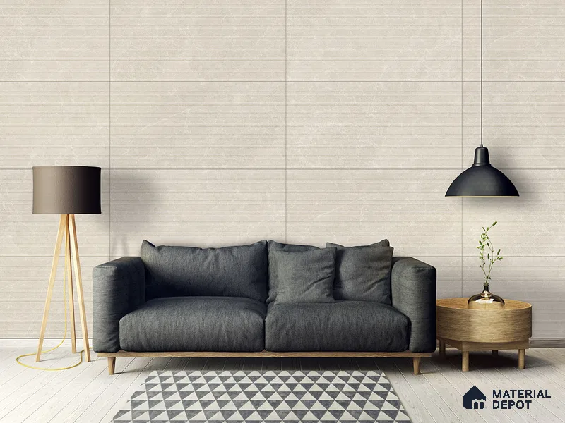 Punch Floor & Wall Tile TL 09262 Pulse Crema Glit Wave 4 ft x 2 ft Fusion Finish Vitrified Tile - 9 mm | 6 Random Design | Suitable For Living Room, Bedroom, Dining Area