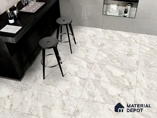 Marble Floor & Wall Tile TL 09271 Satuario Brasiliano Glit 4 ft x 2 ft Fusion Finish Vitrified Tile - 9 mm | 6 Random Design | Suitable For Living Room, Bedroom, Dining Area