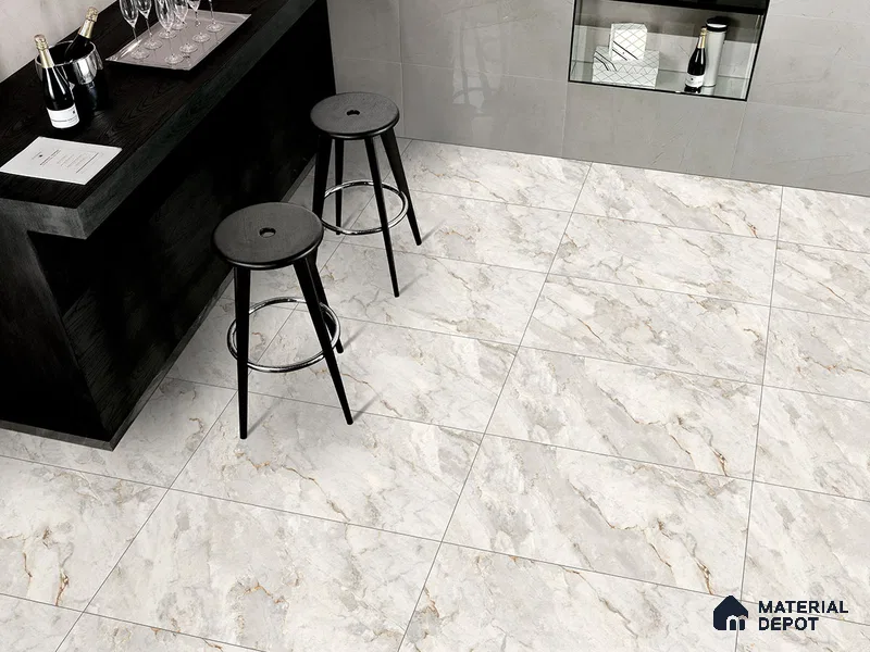 Marble Floor & Wall Tile TL 09271 Satuario Brasiliano Glit 4 ft x 2 ft Fusion Finish Vitrified Tile - 9 mm | 6 Random Design | Suitable For Living Room, Bedroom, Dining Area