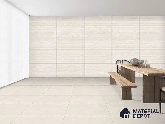 Punch Floor & Wall Tile TL 09264 Pulse Ivory Glit Wave 4 ft x 2 ft Fusion Finish Vitrified Tile - 9 mm | 6 Random Design | Suitable For Living Room, Bedroom, Dining Area