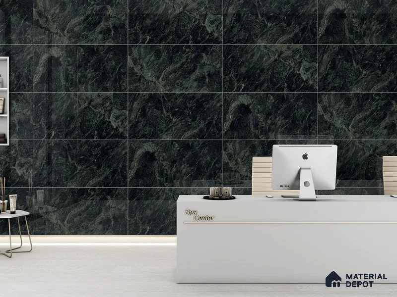 Marble Floor & Wall Tile TL 09222 Hassan Green 4 ft x 2 ft Glamour Finish Vitrified Tile - 9 mm | 4 Random Design | Suitable For Living Room, Bedroom, Dining Area