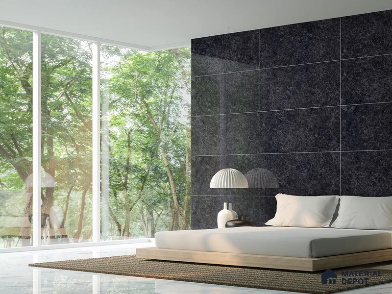 Stone Floor & Wall Tile TL 09219 B Barbite Nero 4 ft x 2 ft High Gloss Finish Vitrified Tile - 9 mm | 6 Random Design | Suitable For Living Room, Bedroom, Dining Area