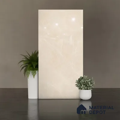 Marble Floor & Wall Tile TL 10301 Desert Beige 4 ft x 2 ft Glossy Finish Vitrified Tile - 9 mm | 4 Random Design | Suitable For Living Room, Bedroom, Dining Area (Sample)