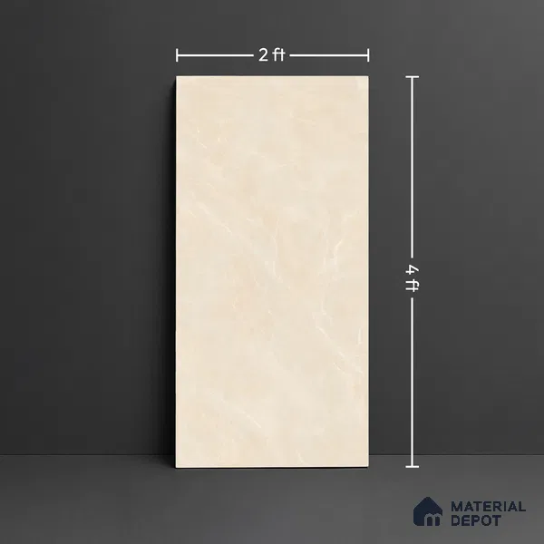Marble Floor & Wall Tile TL 10301 Desert Beige 4 ft x 2 ft Glossy Finish Vitrified Tile - 9 mm | 4 Random Design | Suitable For Living Room, Bedroom, Dining Area (Sample)