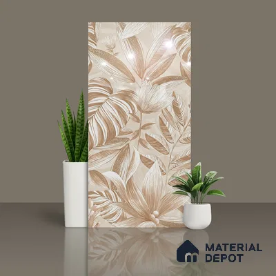 Floral Wall Tile TL 10301 B Desert Beige Decor 4 ft x 2 ft Glossy Finish Vitrified Tile - 9 mm | Suitable for Bathroom, Accent/Feature Wall, Foyer