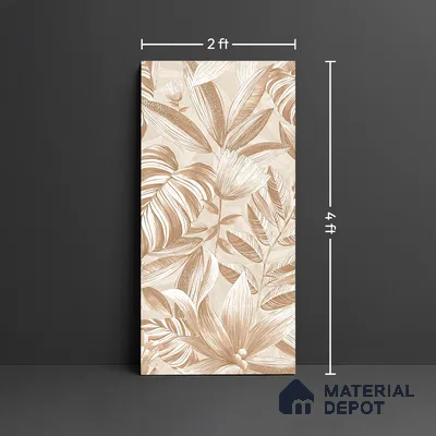 Floral Wall Tile TL 10301 B Desert Beige Decor 4 ft x 2 ft Glossy Finish Vitrified Tile - 9 mm | Suitable for Bathroom, Accent/Feature Wall, Foyer