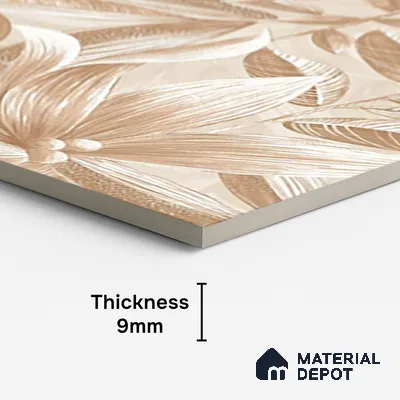 Floral Wall Tile TL 10301 B Desert Beige Decor 4 ft x 2 ft Glossy Finish Vitrified Tile - 9 mm | Suitable for Bathroom, Accent/Feature Wall, Foyer