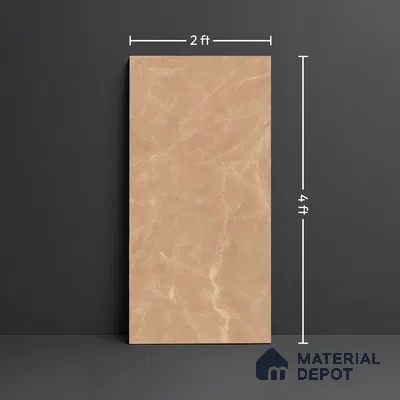 Marble Floor & Wall Tile TL 10301 C Desert Brown 4 ft x 2 ft Glossy Finish Vitrified Tile - 9 mm | 4 Random Design | Suitable For Living Room, Bedroom, Dining Area