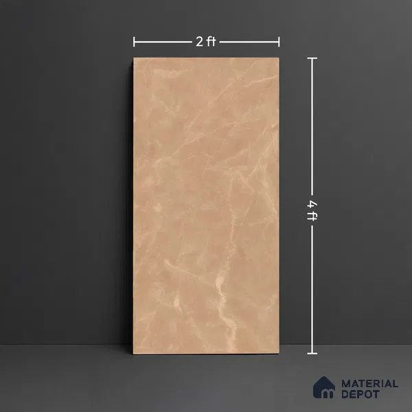 Marble Floor & Wall Tile TL 10301 C Desert Brown 4 ft x 2 ft Glossy Finish Vitrified Tile - 9 mm | 4 Random Design | Suitable For Living Room, Bedroom, Dining Area