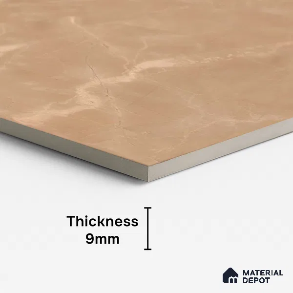 Marble Floor & Wall Tile TL 10301 C Desert Brown 4 ft x 2 ft Glossy Finish Vitrified Tile - 9 mm | 4 Random Design | Suitable For Living Room, Bedroom, Dining Area