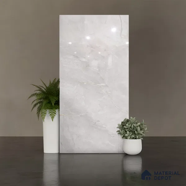 Marble Floor & Wall Tile TL 10282 Espresso Bianco 4 ft x 2 ft Glossy Finish Vitrified Tile - 9 mm | 4 Random Design | Suitable For Living Room, Bedroom, Dining Area