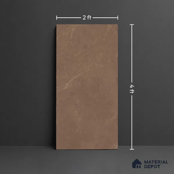 Marble Floor & Wall Tile TL 10304 B Misty Brown 4 ft x 2 ft Glossy Finish Vitrified Tile - 9 mm | 5 Random Design | Suitable For Living Room, Bedroom, Dining Area