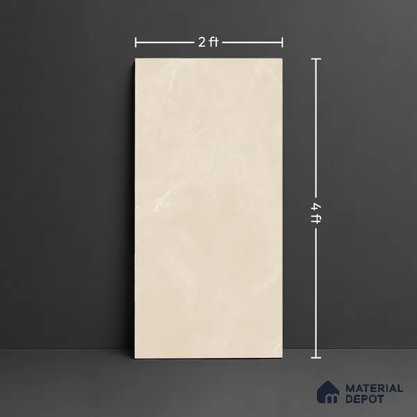 Marble Floor & Wall Tile TL 10304 C Misty Crema 4 ft x 2 ft Glossy Finish Vitrified Tile - 9 mm | 5 Random Design | Suitable For Living Room, Bedroom, Dining Area