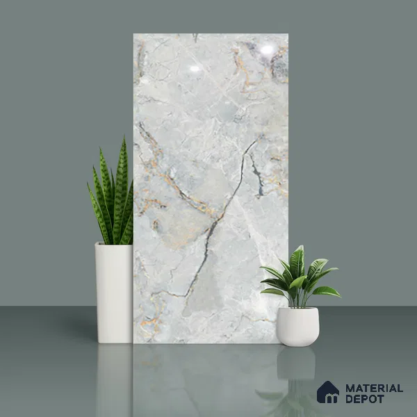 Marble Floor & Wall Tile TL 10299 SGH Florian Blue Endless 4 ft x 2 ft Glossy Finish Vitrified Tile - 9 mm | Suitable For living Room, Bedroom, Bathroom