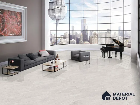 Marble Floor & Wall Tile TL 09308 Euri Bianco 4 ft x 2 ft Infinia Finish Vitrified Tile - 9 mm | 4 Random Design | Suitable For Living Room, Bedroom, Dining Area