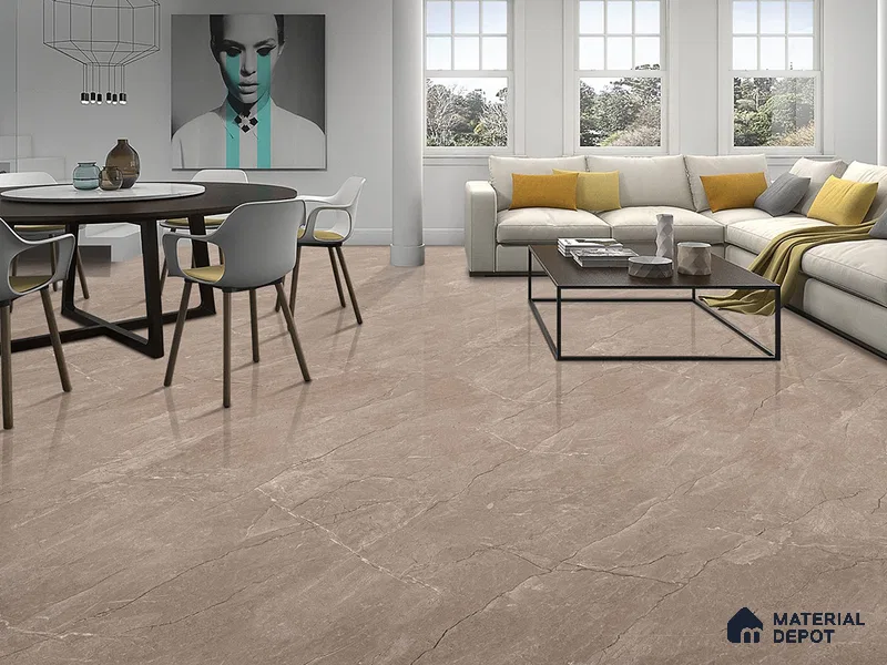 Marble Floor & Wall Tile TL 09309 Euri Brown 4 ft x 2 ft Infinia Finish Vitrified Tile - 9 mm | 4 Random Design | Suitable For Living Room, Bedroom, Dining Area