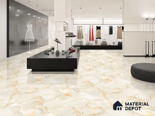 Marble Floor & Wall Tile TL 09318 B Smog Beige 4 ft x 2 ft Glossy Finish Vitrified Tile - 9 mm | 4 Random Design | Suitable For Living Room, Bedroom, Dining Area