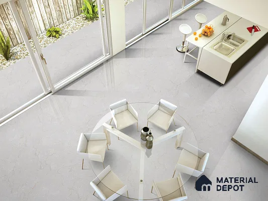 Marble Floor & Wall Tile TL 09315 Aria Bianco 4 ft x 2 ft Infinia Finish Vitrified Tile - 9 mm | 5 Random Design | Suitable For Living Room, Bedroom, Dining Area