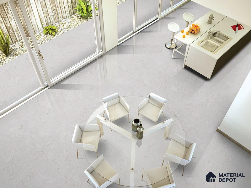 Marble Floor & Wall Tile TL 09315 Aria Bianco 4 ft x 2 ft Infinia Finish Vitrified Tile - 9 mm | 5 Random Design | Suitable For Living Room, Bedroom, Dining Area