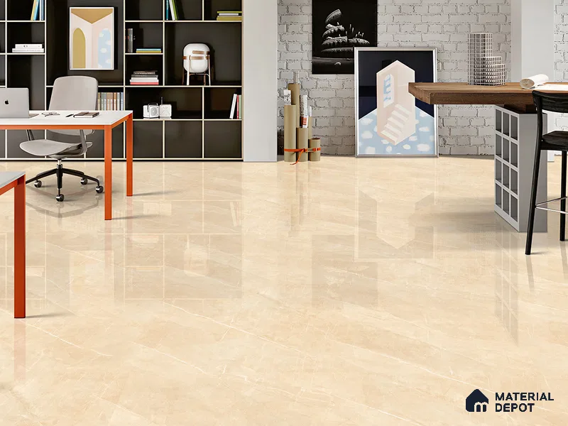 Marble Floor & Wall Tile TL 09316 B Sclera Beige 4 ft x 2 ft Glossy Finish Vitrified Tile - 9 mm | 5 Random Design | Suitable For Living Room, Bedroom, Dining Area