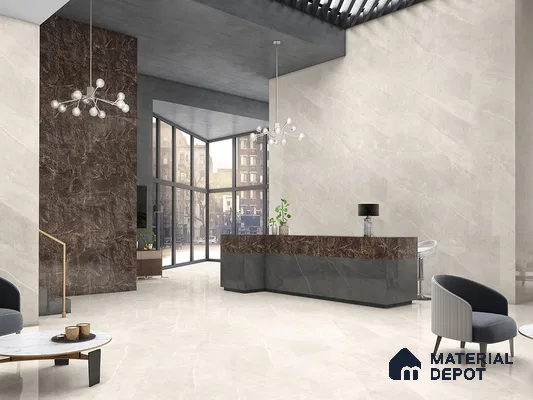 Marble Floor & Wall Tile TL 09317 Sclera Bianco 4 ft x 2 ft Infinia Finish Vitrified Tile - 9 mm | 5 Random Design | Suitable For Living Room, Bedroom, Dining Area