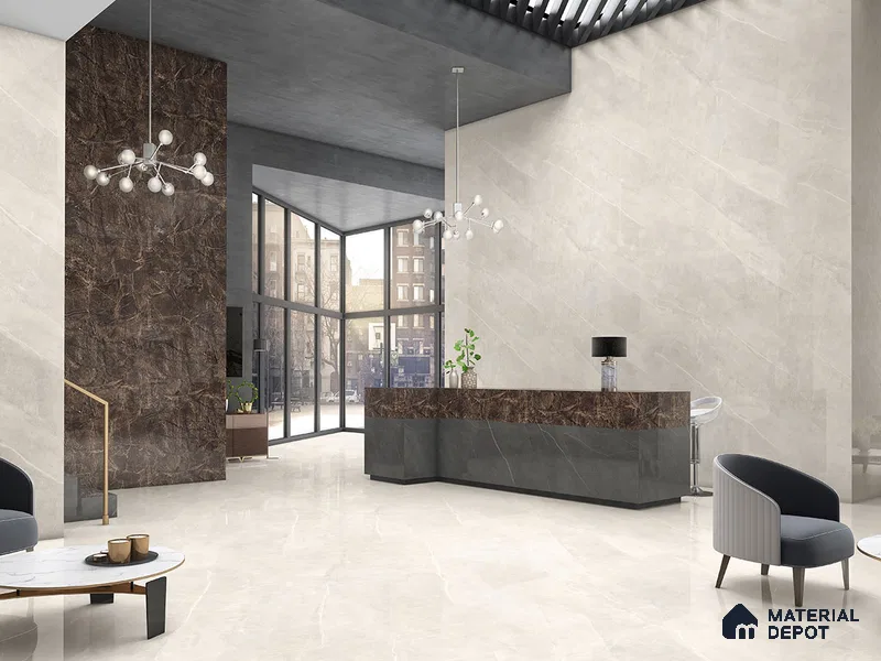 Marble Floor & Wall Tile TL 09317 Sclera Bianco 4 ft x 2 ft Infinia Finish Vitrified Tile - 9 mm | 5 Random Design | Suitable For Living Room, Bedroom, Dining Area