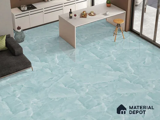 Marble Floor & Wall Tile TL 09328 Rose Onyx Aqua 4 ft x 2 ft Infinia Finish Vitrified Tile - 9 mm | 6 Random Design | Suitable For Living Room, Bedroom, Dining Area