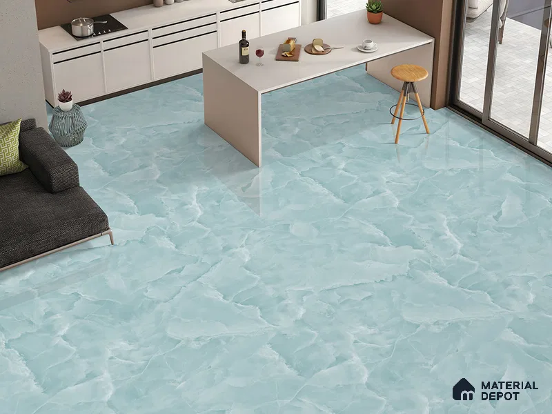 Marble Floor & Wall Tile TL 09328 Rose Onyx Aqua 4 ft x 2 ft Infinia Finish Vitrified Tile - 9 mm | 6 Random Design | Suitable For Living Room, Bedroom, Dining Area