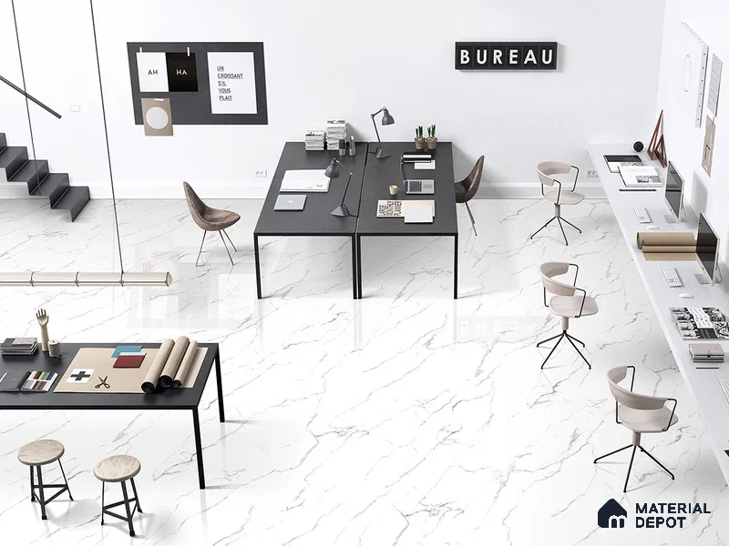 Marble Floor & Wall Tile TL 09319 Wanton Bianco 4 ft x 2 ft Infinia Finish Vitrified Tile - 9 mm | 7 Random Design | Suitable For Living Room, Bedroom, Dining Area