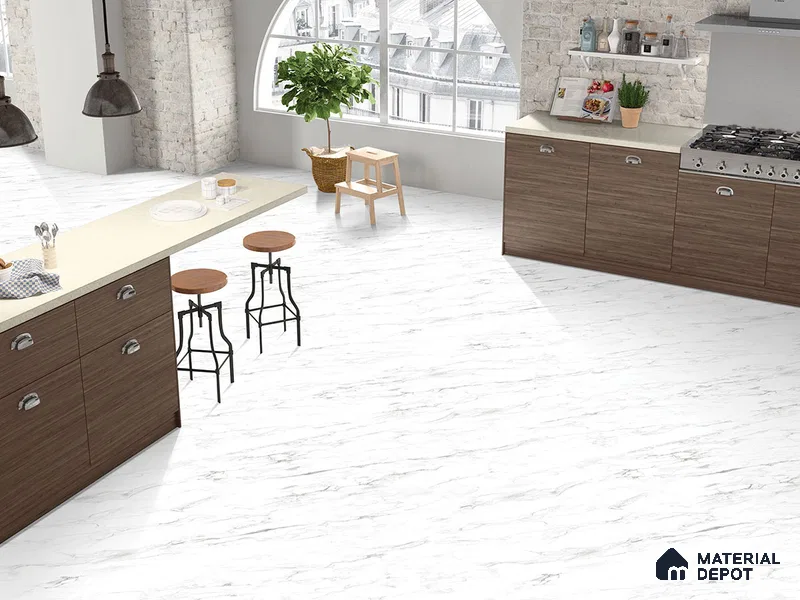 Marble Floor & Wall Tile TL 09246 Century White Glit 4 ft x 2 ft Infinia Fusion Finish Vitrified Tile - 9 mm | 3 Random Design | Suitable For Living Room, Bedroom, Dining Area