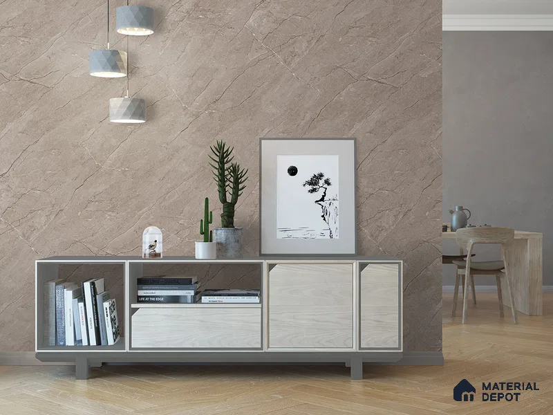 Marble Floor & Wall Tile TL 09244 Euri Choco Glit 4 ft x 2 ft Infinia Fusion Finish Vitrified Tile - 9 mm | 4 Random Design | Suitable For Living Room, Bedroom, Dining Area
