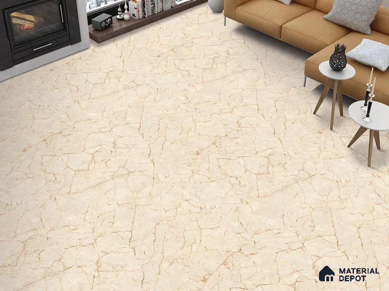Marble Floor & Wall Tile TL 09251 Tattle Beige Glit 4 ft x 2 ft Infinia Fusion Finish Vitrified Tile - 9 mm | 5 Random Design | Suitable For Living Room, Bedroom, Dining Area