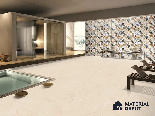 Marble Floor & Wall Tile TL 09248 Aria Beige Glit 4 ft x 2 ft Infinia Fusion Finish Vitrified Tile - 9 mm | 5 Random Design | Suitable For Living Room, Bedroom, Dining Area