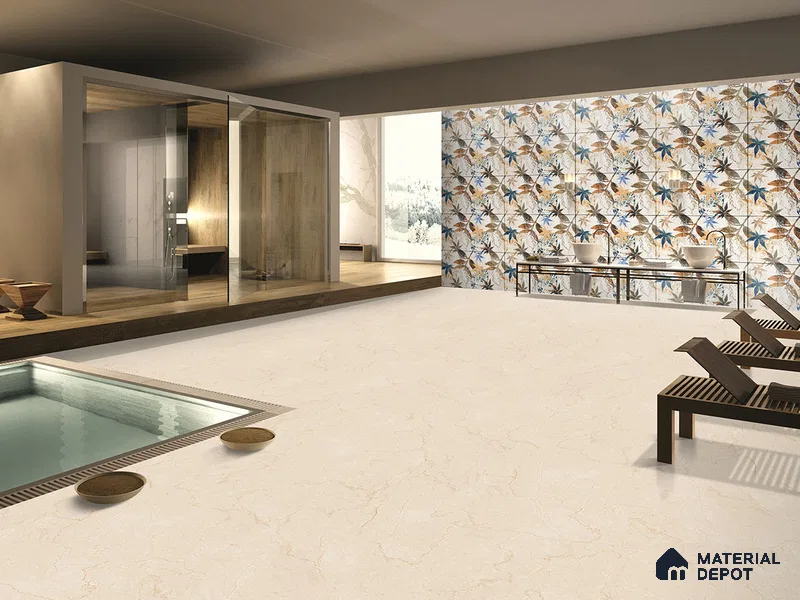 Marble Floor & Wall Tile TL 09248 Aria Beige Glit 4 ft x 2 ft Infinia Fusion Finish Vitrified Tile - 9 mm | 5 Random Design | Suitable For Living Room, Bedroom, Dining Area