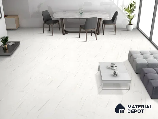 Marble Floor & Wall Tile TL 09257 Slavi White Glit 4 ft x 2 ft Infinia Fusion Finish Vitrified Tile - 9 mm | 6 Random Design | Suitable For Living Room, Bedroom, Dining Area