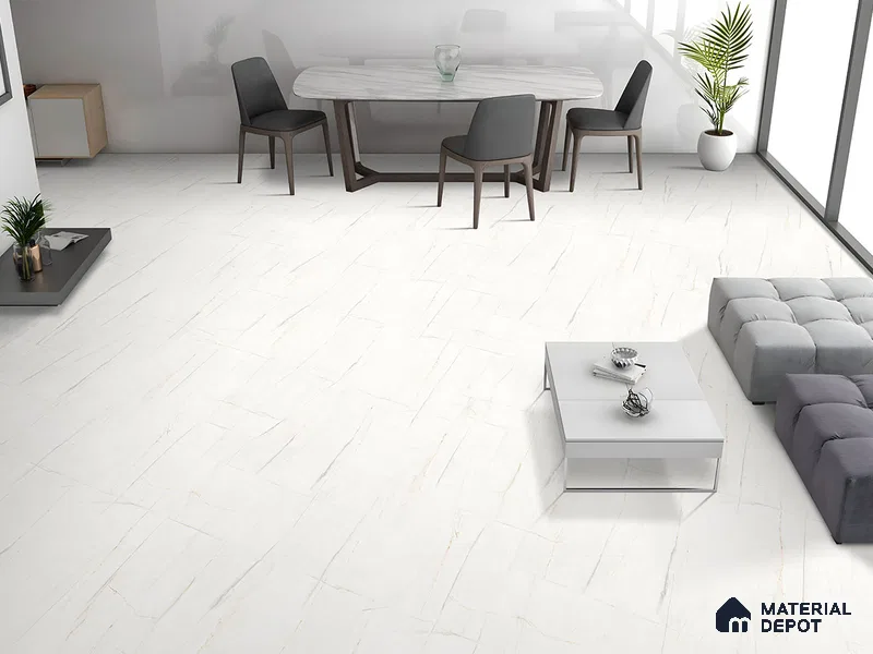 Marble Floor & Wall Tile TL 09257 Slavi White Glit 4 ft x 2 ft Infinia Fusion Finish Vitrified Tile - 9 mm | 6 Random Design | Suitable For Living Room, Bedroom, Dining Area