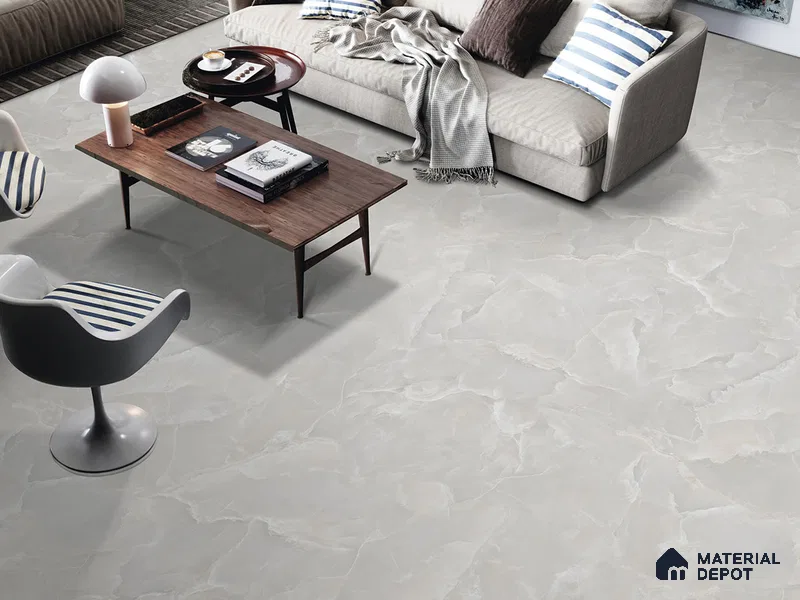 Marble Floor & Wall Tile TL 09255 Rose Onyx Bianco Glit 4 ft x 2 ft Infinia Fusion Finish Vitrified Tile - 9 mm | 6 Random Design | Suitable For Living Room, Bedroom, Dining Area