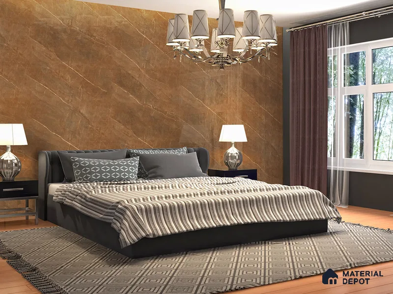 Marble Floor & Wall Tile TL 09211 B Sclera Brown 4 ft x 2 ft High Gloss Finish Vitrified Tile - 9 mm | 5 Random Design | Suitable For Living Room, Bedroom, Dining Area